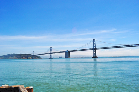 旧金山 海湾大桥旧金山奥克兰湾布里奇河的全景