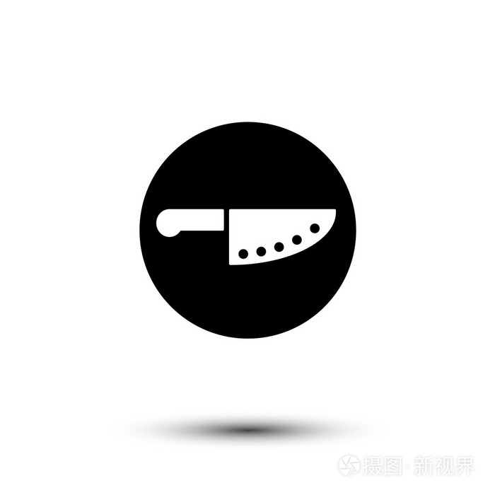 矢量厨师刀简单白色和黑色的图标