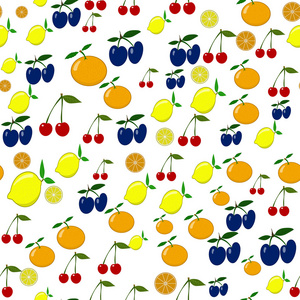 矢量水果图案。水果无缝背景