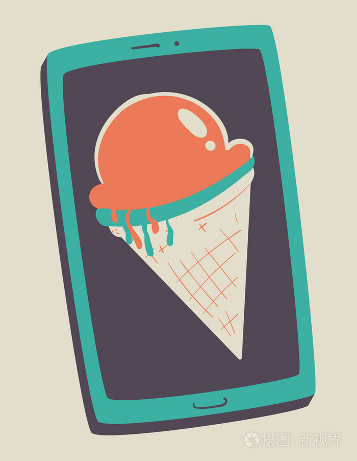 蛋卷冰淇淋里面手机屏幕