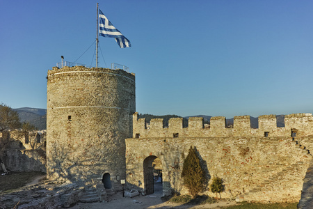 塔的拜占庭堡垒在希腊卡瓦拉