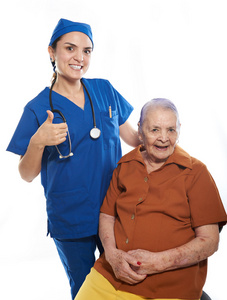快乐微笑病人与护士