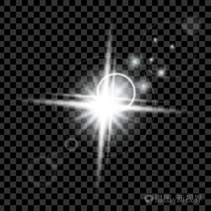 创意概念向量集的发光光效果孤立在黑色背景上闪烁着星星阵阵.
