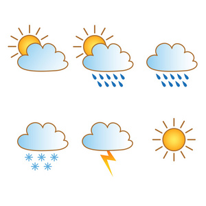 为不同类型的天气 22 矢量图标一套蓝色的天气图标天气图标集气候彩色