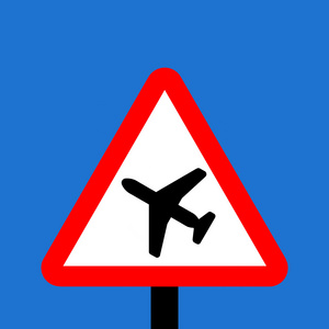 警告三角形低空飞行的战机或突然飞机噪音标志