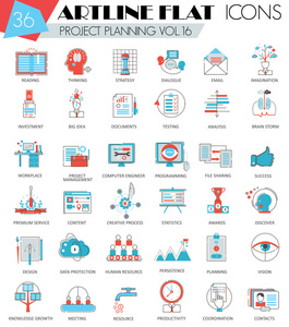 矢量项目商业规划超现代大纲 artline 扁线 web 和应用程序的图标