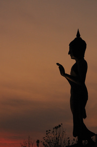 佛陀站在日落之后