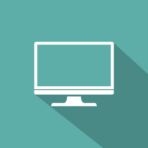 监视矢量图标监视 pc 图标平面样式与阴影的绿色背景,矢量图照片