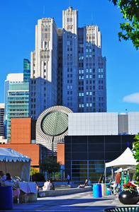 旧金山, 加利福尼亚州, usa 城市的天际线与戈马的意见, 现代艺术博物馆设计的瑞士建筑师马里奥塔