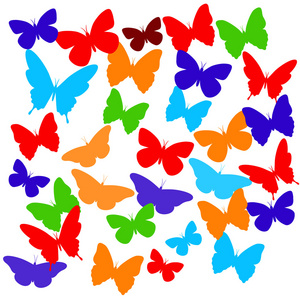 多彩的孤立的 butterflies.vector 插画的一套