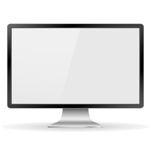 监视器PC现实与阴影在白色背景矢量I。