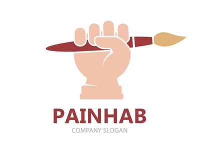 矢量画笔徽标设计模板的手.油漆刷标志.艺术工作室 logo.