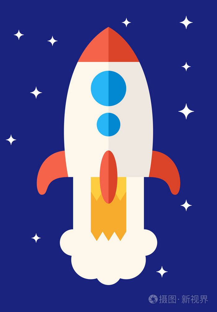 太空中的卡通火箭. 平面矢量插图插画-正版商用图片1noq48-摄图新视界