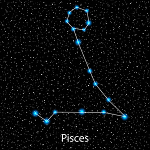 双鱼座矢量生肖标志明亮的星星图片