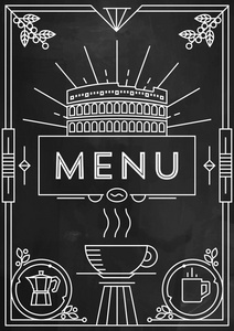 咖啡菜单设计与线性图标