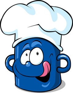 厨房罐蓝罐，搞笑矢量厨师帽