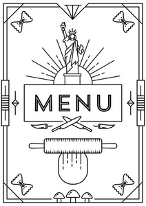 时髦的菜单设计与线性图标