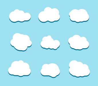 云的图标, 形状, 标签, 符号的集合.矢量图形元素.