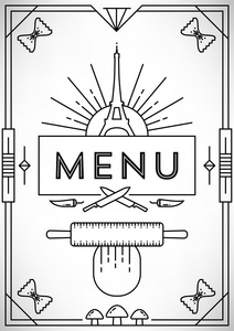 餐馆的菜单设计与线性图标