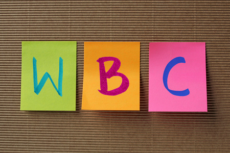 Wbc 白细胞 多彩的粘滞便笺上的首字母缩写