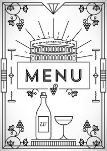 葡萄酒的菜单设计与线性图标