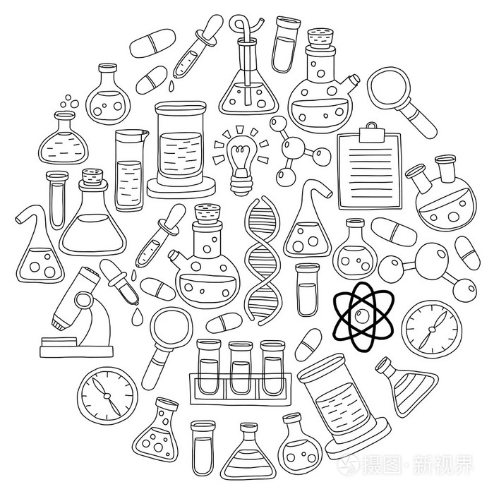 化学药理学自然科学矢量涂鸦集