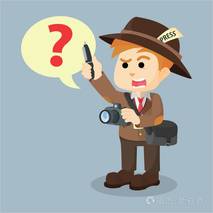 jurnalist询问卡通插图
