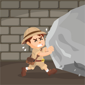 护林员资源资源管理器中推大石头照片