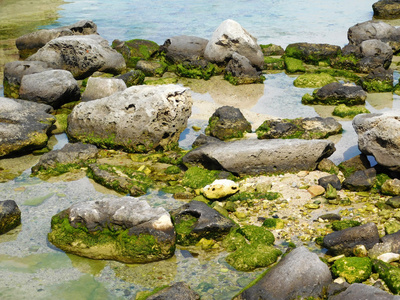 石头和岩石向大海