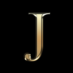 金色磨砂字母 J，珠宝字体集合