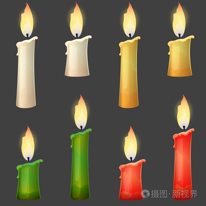 燃烧的蜡烛集合两个大小不同的颜色