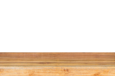 空或顶部的木桌孤立在白色背景上的计数器