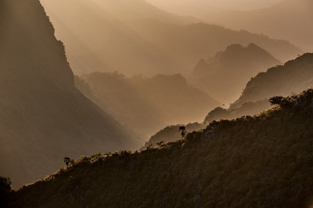 自然。山地森林景观 泰国