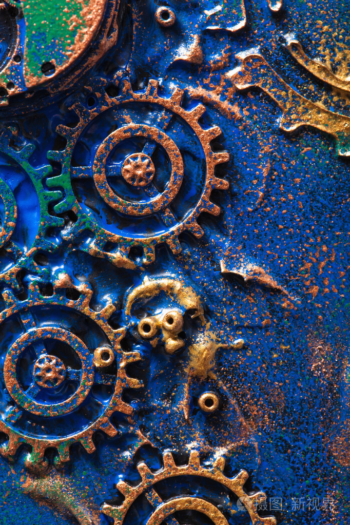 手工制作的蒸汽朋克背景机械齿轮车轮