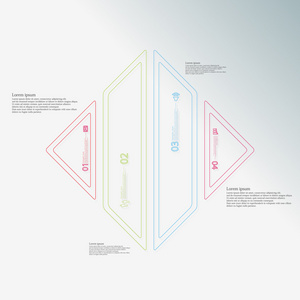 从四个颜色部分具有双重轮廓创建的菱形形状数据图表