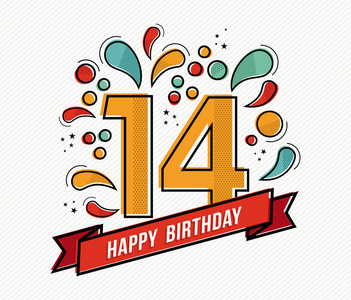 多彩的生日快乐 14 号平线设计照片