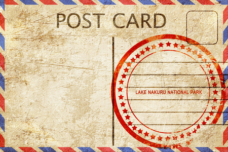 纳库鲁湖国家公园，古老的明信片，用粗糙的橡胶