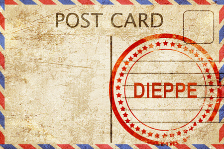 迪耶普，与粗糙的橡皮戳明信片