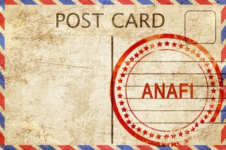 阿纳菲岛，老式明信片与粗糙的橡皮戳