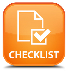 核对表橙色方形按钮照片