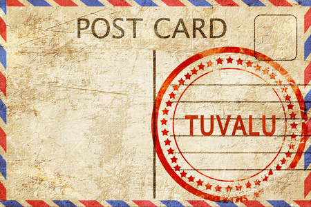 图瓦卢，老式明信片与粗糙的橡皮戳