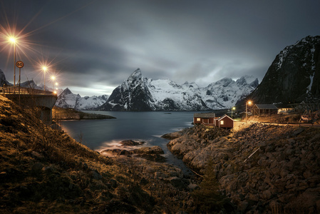 Hamnoy 大桥夜景