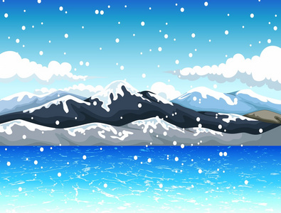 景观的雪山卡通