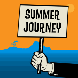 海报手中商业概念与文字夏季旅程