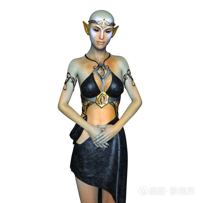 一个女外星人3dcg渲染
