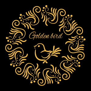 金鸟，徽标，一个圆形的黄金饰品，装饰卡