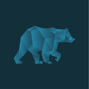 蓝熊在多边形渐变趋势设计低聚的插画风格背景