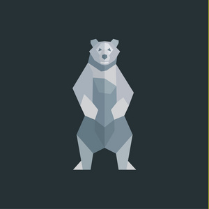 熊是白色背景的平面多边形低聚质量设计的插图