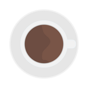 杯咖啡顶部视图矢量插图。