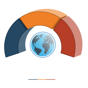 模板信息图表彩色的半圆三定位 3d